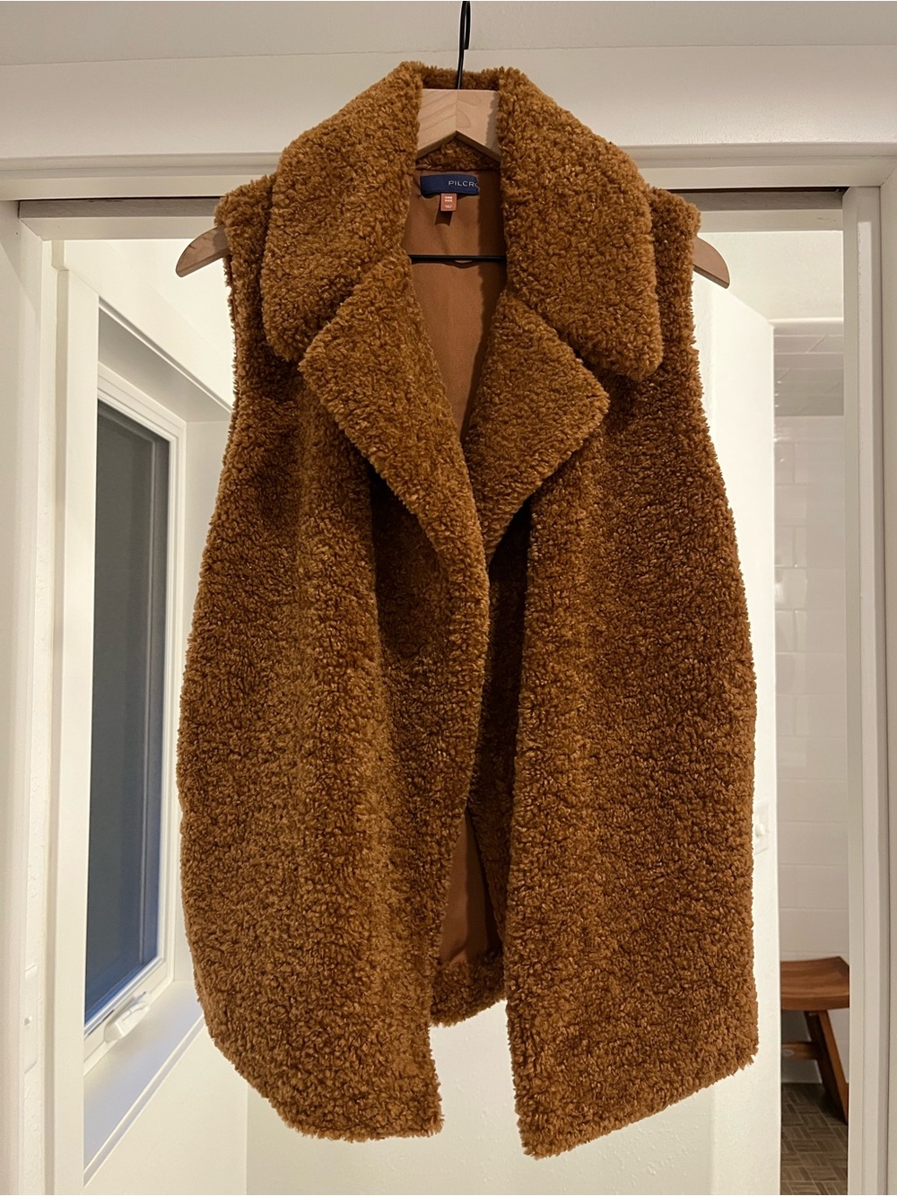 Pilcro Chestnut Brown Teddy Faux-Shearling Vest